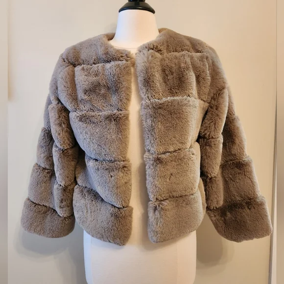 Fashion Nova Faux Fur Lined Jacket In Mocha Size Small - Picture 3 of 7